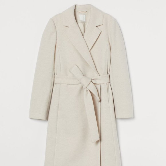 H&M Jackets & Blazers - H&M  BEIGE TIE BELT COAT